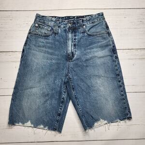 AG Adriano Goldschmied Denim Acid Washed Bermuda Jean Shorts Raw Hem Y2K 90s 26